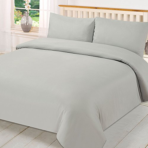 Brentfords Single Duvet Cover Set, Grey Dyed Quilt Bedding with Pillowcase, Soft & Breathable Microfibre Bed Set, Duvet Cover for Single Bed - Grey