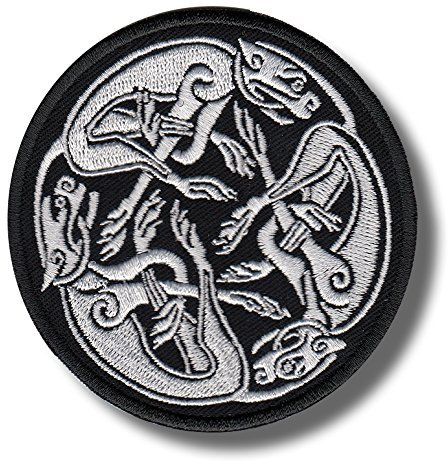 Celtic hound knot white - Bestickter Aufnäher, patch 8x8 cm