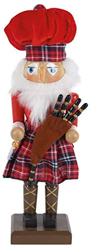 Nussknacker Holzfigur schottischer Dudelsackspieler rot / 25 cm/Deko Figur Nussknacker Holz/handbemalt im Kunsthandwerks-Stil/weihnachtlich dekorieren