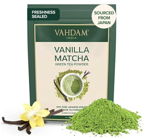 VAHDAM, Japanese Vanilla Matcha Green Tea Powder (100g) Sourced from Japan | Premium Matcha Powder With Pure Vanilla | Brew Delicious Vanilla Matcha Latte