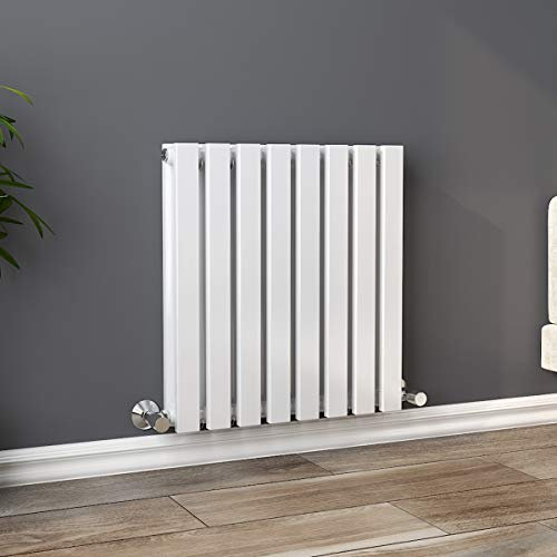 Warmehaus 600 x 550 mm White Horizontal Designer Radiator Double Rectangular Panel - Modern Central Heating - Perfect for Bathroom, Kitchen, Living Room