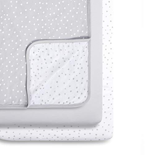 Snüz 3 Piece Crib Bedding Set – 100% Jersey Cotton – Grey & White Blanket and Crib Sheets - Grey Spot