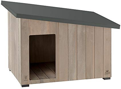 Ferplast Hundehütte kleine Hunde ARGO 80 aus FSC-Holz, Hundehaus Outdoor Wetterfest, Isolierende Kunststofffüße, 96 x 63 x h 67 cm.