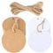 200 Stück Rund Geschenkanhänger Kraftpapier 5,5 cm, Braun und Weiß Papieranhänger mit Juteschnur, für Handwerk, Hochzeit, Weihnachten, Geschenkverpackung