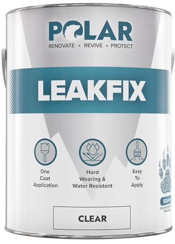 Polar Leak Seal Clear Paint - 2.5 Litre - Instant Waterproof Roof Sealant - Ideal for Leaks, Cracks & Roof Repair - Concrete, Brick, Metal, Drainpipes & Gutters - Easy to Apply
