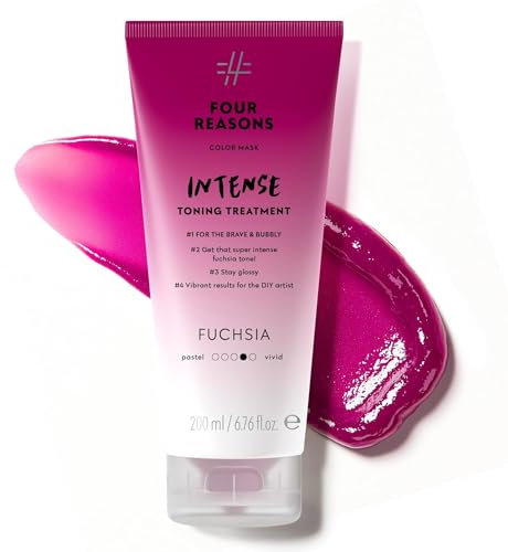 Four Reasons Intensiv-Toning-Behandlung Fuchsia für Vibrierende Ergebnisse - Intensiven Fuchsia-Ton 200 ML - Semi-Permanent Direct Dye Haarfarbe für aufgehelltes und gefärbtes Haar