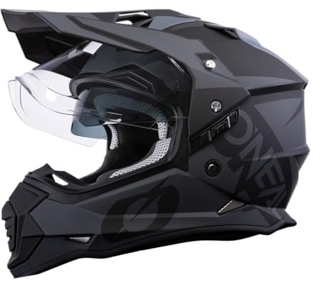 O'NEAL | Motorradhelm | Enduro Motorrad | Ventilationsöffnungen für maximalen Luftstrom & Kühlung, ABS-Schale | Sierra Helmet R V.23 | Erwachsene | Schwarz Grau | Größe M