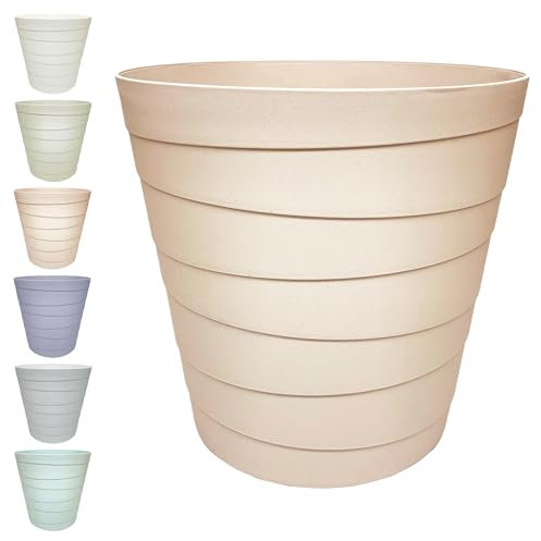 MAKREL® Pastellfarben Kunststoff Papierkorb Mülleimer Modernes Design Mülleimer für Küche, Bad, Büro (Wellen-Design Rosa Beige, 10 Liter)
