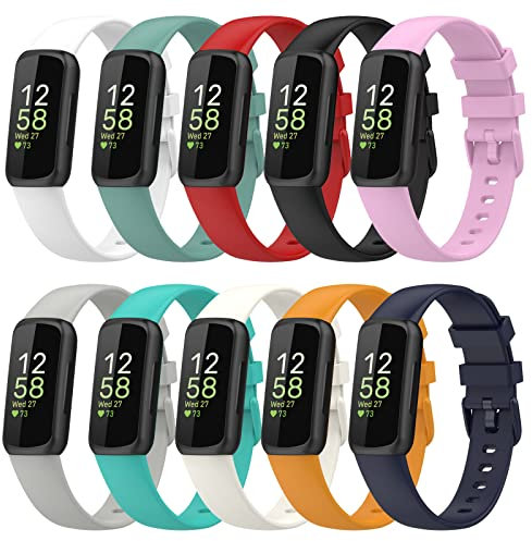 Compatibile con Fitbit Inspire 3 cinturini, cinturino in morbido silicone di ricambio per Fitbit Inspire 3 Fitness Tracker donna e uomo (confezione da 10, grande)