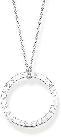 Thomas Sabo Damen Kette Kreis mit weißen Steinen Silber, aus 925er Sterlingsilber mit Zirkonia, Länge 90cm, KE1877-051-14-L90