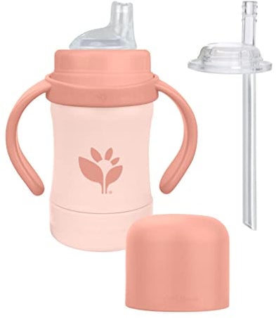 Green Sprouts® Sprout Ware® Sip & Straw 6oz., 6mo+, Plant-Plastic, Platinum-Cured Silicone, Dishwasher Safe, Grows with Baby, Tested for Hormones