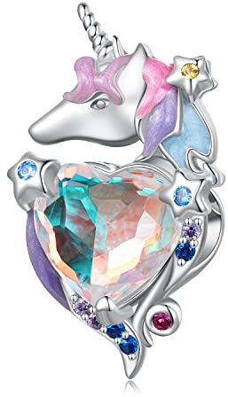 Einhorn Charm 925 Sterling Silber Charm passt für Pandora Armband Halskette, SCC2498