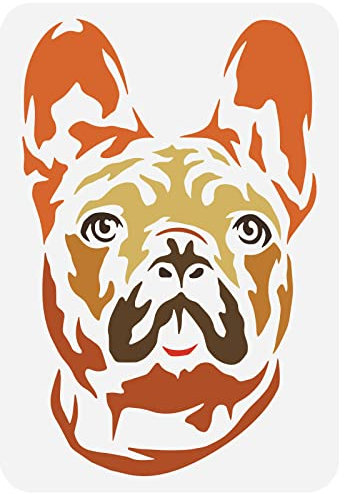 FINGERINSPIRE Französische Bulldoggen Schablone 21x29.7 cm Wiederverwendbare Bulldoggenkopf Muster Zeichnungsvorlage Kunst Haustier Hund Dekor Schablone Tierschablone Zum Malen Auf Holz Mauer Möbel