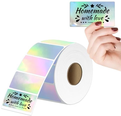 Itari 2.25x1.25 Thermal Printer Sticker Labels - QR Code Labels for Storage, Circle Label Stickers Thermal Paper, Compatible with Shopify, Ebay, Amazon, FedEx, 500 PCS/Roll, Holographic Silver