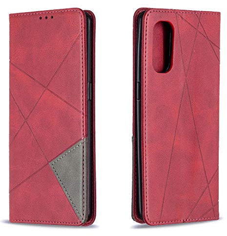 Posanter Cover per OPPO Reno4 Pro 5G/ Reno 4 Pro 5G, Flip Custodia Portafoglio Caso Libro Pelle PU e Slim TPU Silicone, Ultra Sottile con Chiusura Magnetica e Tasca per Carte Flip Wallet Caso (Rosso)