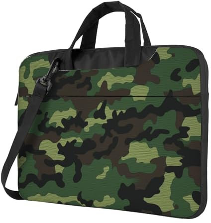 Laptoptasche für Damen und Herren, Camouflage-Druck, Laptop-Umhängetasche, Laptop-Aktentasche, Laptop-Tragetasche, Schwarz , 15.6 inch