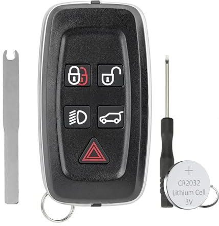 5 Buttons for Land Rover Key Fob Case Shell for LAND ROVER LR4 for Range Rover Sport for Range Rover Evoque for Range Rover with Uncut Blade Screwdriver Key Ring Battery CR2023