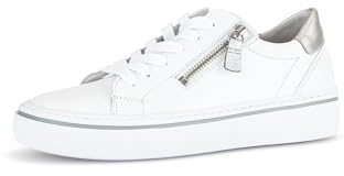 Gabor Damen Low-Top Sneaker, Frauen Halbschuhe,Wechselfußbett,Best Fitting,straßenschuhe,Strassenschuhe,Weiss/Silber (Ice),36 EU / 3.5 UK