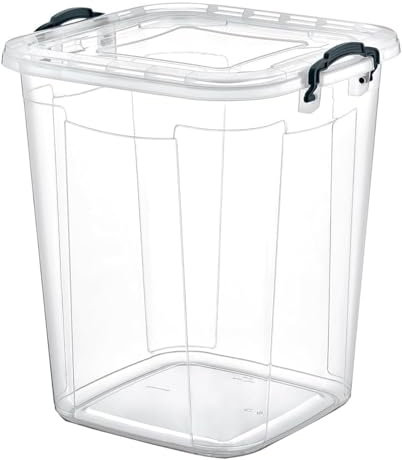 Best House | Plastic Storage Box with Clips & Lids | Size: 50L (L:40cm W:40cm H:49cm) | Set of 1 | Square Shape | Stackable Clear Durable Multipurpose Office Home Kitchen Tools Crafts (LARGE Size)