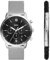 Fossil Herren Analog Quarz Uhr mit Edelstahl Armband FS6021SET