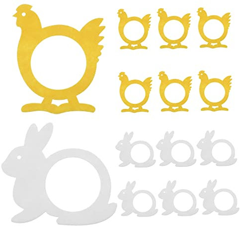 Zerodeko 16stücke Teiliges Set Serviettenringe Filz Niedliche Kaninchen Und Küken Napkin Holders Für Tischdekoration Bei Festen Und Familienessen
