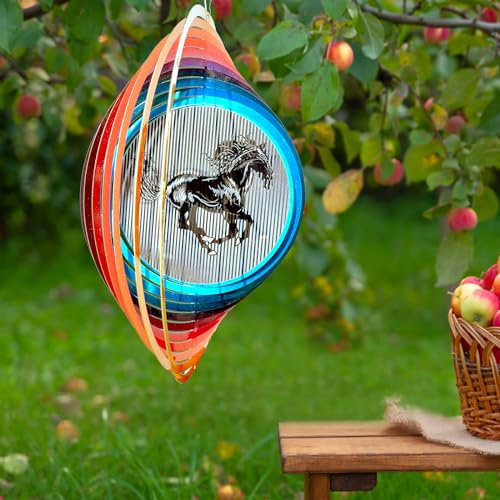 Aoedelyart 3D-Animationen, Pferdewindspiel für Hof und Garten, 30,5 cm, Windspiel, Outdoor-Pferd, Gedenkgeschenk für Frauen, Mutter, Oma, Ehefrau, Gartendekoration, Metall, kinetische Hofkunst