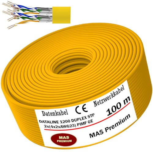 MAS Premium CAT 7 oder CAT 7 A Datenkabel von 5m bis 500m Netzwerkkabel Installationskabel Halogenfrei Kommunikationskabel Verlegekabel LAN Kabel (DATALINE 1200 STP 8X2XAWG23 GE, 100m)