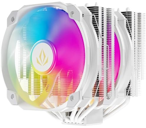 Forgeon Disipador CPU Windlord ARGB 6 Heatpipes Doble Torre 2x140mm Blanco, Refrigeración por Aire, Iluminación ARGB, Ventiladores Silenciosos, Compatible Intel AMD