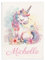 Pictogogo Personalisierte Babydecke mit Namen und Datum - Kuschelige Meilensteindecke aus Minky-Fleece, Ideal als Geburtsgeschenk (Einhorn)