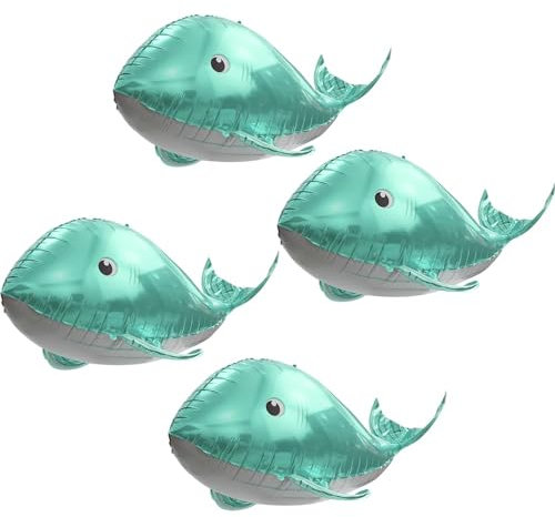 Wal Luftballons Dekorieren, 4 Stück Fisch Geburtstag Ballon, Ocean Folienballon, Meere Ballon, Ozeantiere Luftballons, Ozean Thema Party (Grün)