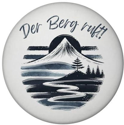 Berg und Wald Wanderer Magnet rund mit Spruch Der Berg Ruft Aquarell Design Wandern in den Bergen Natur Entspannung Wanderlust Gefühl