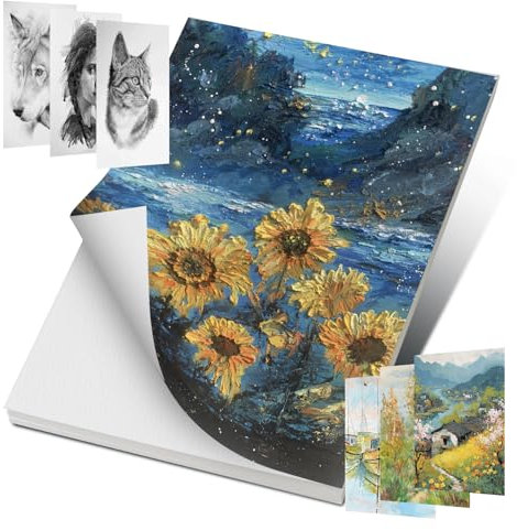 AiQInu Carnet de Papier Aquarelle 30 Feuilles 300g Coton 12.7cm *17.8cm, Surface Lisse, Qualité, Materiel Dessin pour la Peinture, Le Lettrage à la Main et Les Projets Artistiques