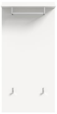 furnling Garderobenpaneel Prieto, Wandgarderobe, Garderobenleiste, mit 2 Kleiderhaken, 1 Kleiderstange, FSC zertifiziert, optimal zur Aufbewahrung von Kleidung, Garderobenmöbel, Flurmöbel, weiß