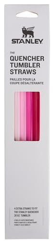 Stanley Pajitas reutilizables Quencher | Paquete de 4 pajitas reutilizables sin BPA para beber de forma limpia | Perfecto para vasos Stanley de 887 ml | Rosa