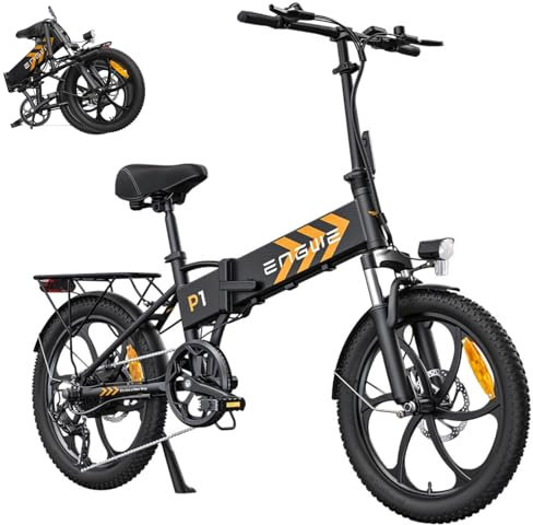 ENGWE P1 E Bike Herren Elektrofahrräder-Ebike mit 36V 13Ah Batterie, E Bike 20 * 2.3 Zoll, E-Bike 7-Gang Getriebe mit LCD-Display, E Bike 250W Motor & 25km/h, Reichweite bis zu 100km (Schwarz)