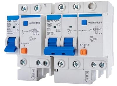KVEIYIIC Disjoncteur à Courant résiduel NXBLE-32, 6KA Type C 1P+N 30mA 230 V 240V 50HZ 6A 10A 16A 20A 25A 32A(16a)