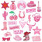 23pcs Western Iron on Patches, Pink Embroidered Patches Appliques Cowgirl Sew on Patches Vintage Embroidery Repair Patches for Clothing Hats Jackets Backpacks
