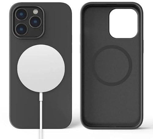 Quad Mobility Qmag Liquid Silicone Case for iPhone 14 Plus | Magnetic Wireless Charging Compatible | Soft Touch Anti-Slip Cover | Full Body Protection | Slim Fit | 6.7-Inch(Black)