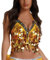 Paillettenbesetztes Bauchtanz BH Top für Damen, glitzernde Pailletten Neckholder Fransen Quaste, Bauchtanz Crop Tops rückenfreies Tube-Top mit Riemchen für Party, Karneval, Clubwear, Rave Outfits