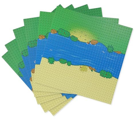 Juego de 6 placas de construcción, compatibles con la mayoría de las marcas, 25,5 x 25,5 cm, placa base de selva tropical para juegos creativos, regalos para familiares y amigos (4 curvas + 2 rectas)