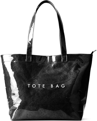 KALIDI Damen Shopper Tasche Transparent PVC Strandtasche Groß mit Reißverschluss Leicht Wasserabweisend Schultertasche für Sommer Strand Einkauf Arbeit Reise