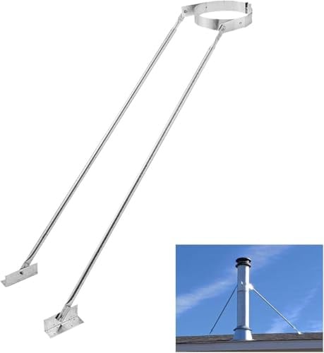 Verlängertes Dachkaminstützen-Set aus Edelstahl, 15,2–35,6 cm, verstellbare verlängerte Dachstrebe, Kaminofen-Rohrstütze bietet Stabilität gegen Wind und Schnee (15,2–35,6 cm)
