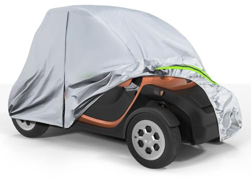 Cubierta del Automóvil Reemplazo para Renault Twizy 2012-2023, Lona del Automóvil Garaje del Completo Impermeable Garaje Completo Tiras Reflectantes, Funda Coche Exterior Anti-UV, Plata