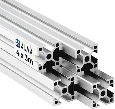 KLAK 30 - Aluprofil 4 Stück 30x30mm 3m System-, Konstruktionsprofil Nut 8 | Für Camperausbau, Anhänger & Möbelbau. Kompatibel mit Nut-8-Zubehör. Eloxiert, witterungsbeständig, 4 × 3 m = 12 m, silber