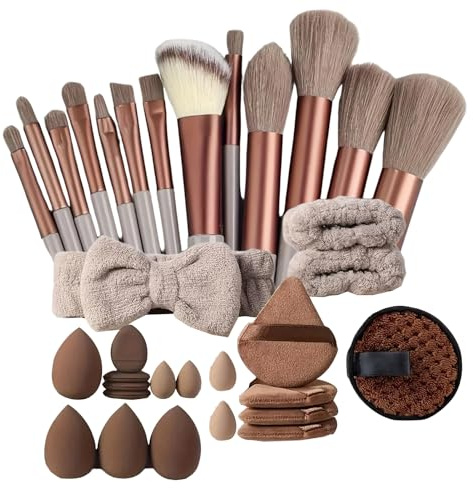 Trousse de Pinceaux de Maquillage 33 Pièces - Kit Complet Portable pour Débutant et Expert - Idée Cadeau - Pinceaux Doux pour Fond de Teint, Fard à Paupières, Poudre