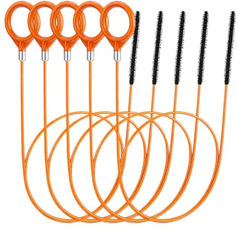 5PCS 50 Inch Drain Snake Unblocker Hair Clog Remover Tools, Drain Snake Steel Wire Sink Unblocker Cleaning Hair Tool, Long Thin Flexible Hair Clog Remover to Unclog Bathroom Sink