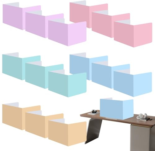 Hocadrv 15 Stück Schreibtisch Trennwand Schule Tragbare Sichtschutz | Lernbüro U-förmiger Trennwände Grundschule Macaron-Farbe für Klassenzimmer BüRo Bibliothek 40x30x30cm
