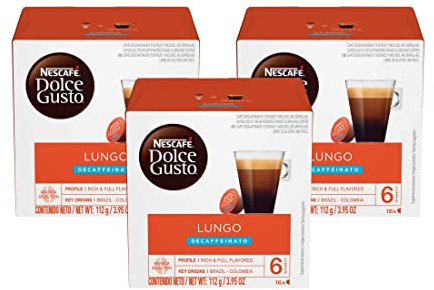 NESCAFE Dolce Gusto, Cafe Lungo Decafe, Espresso, 16 Count (Pack of 3), Makes 48 Cups