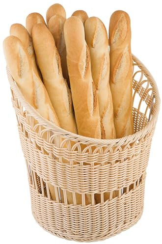 APS 40198 ECONOMIC Baguette Korb mit Edelstahl-Drahtrahmen, Ø 35 x 24/42 cm, beige