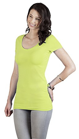 Slim-Fit V-Ausschnitt T-Shirt Lang Damen, Schwarz, L